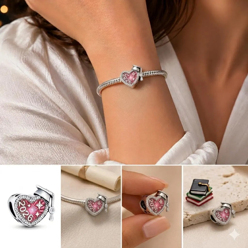 Gratuation Charm 2026 - Sterling Silver Charm For Pandora Charm Bracelet - Pink Grduation Charm, It is a perfect gift