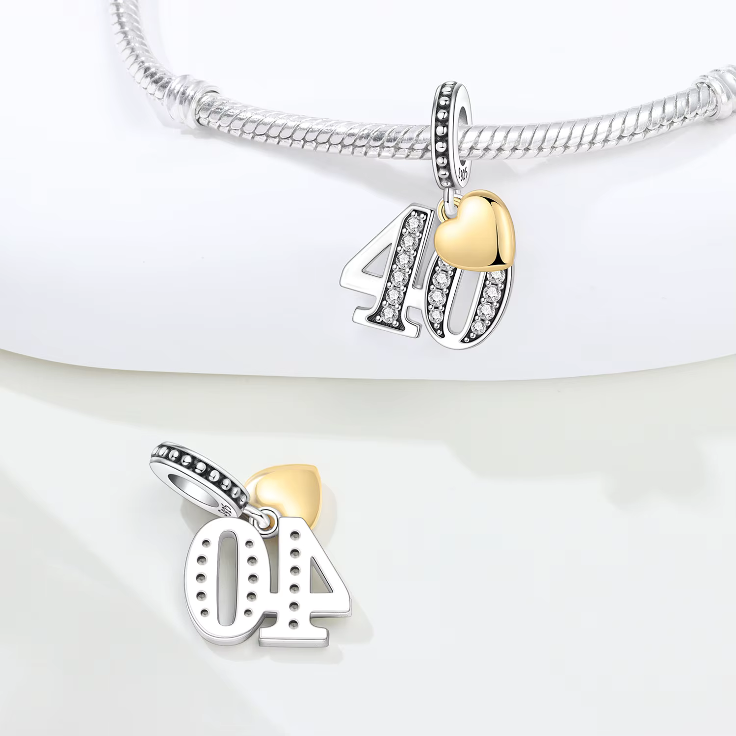 40th Birthday Charm For Bracelet And Necklace - 925 Sterling Silver