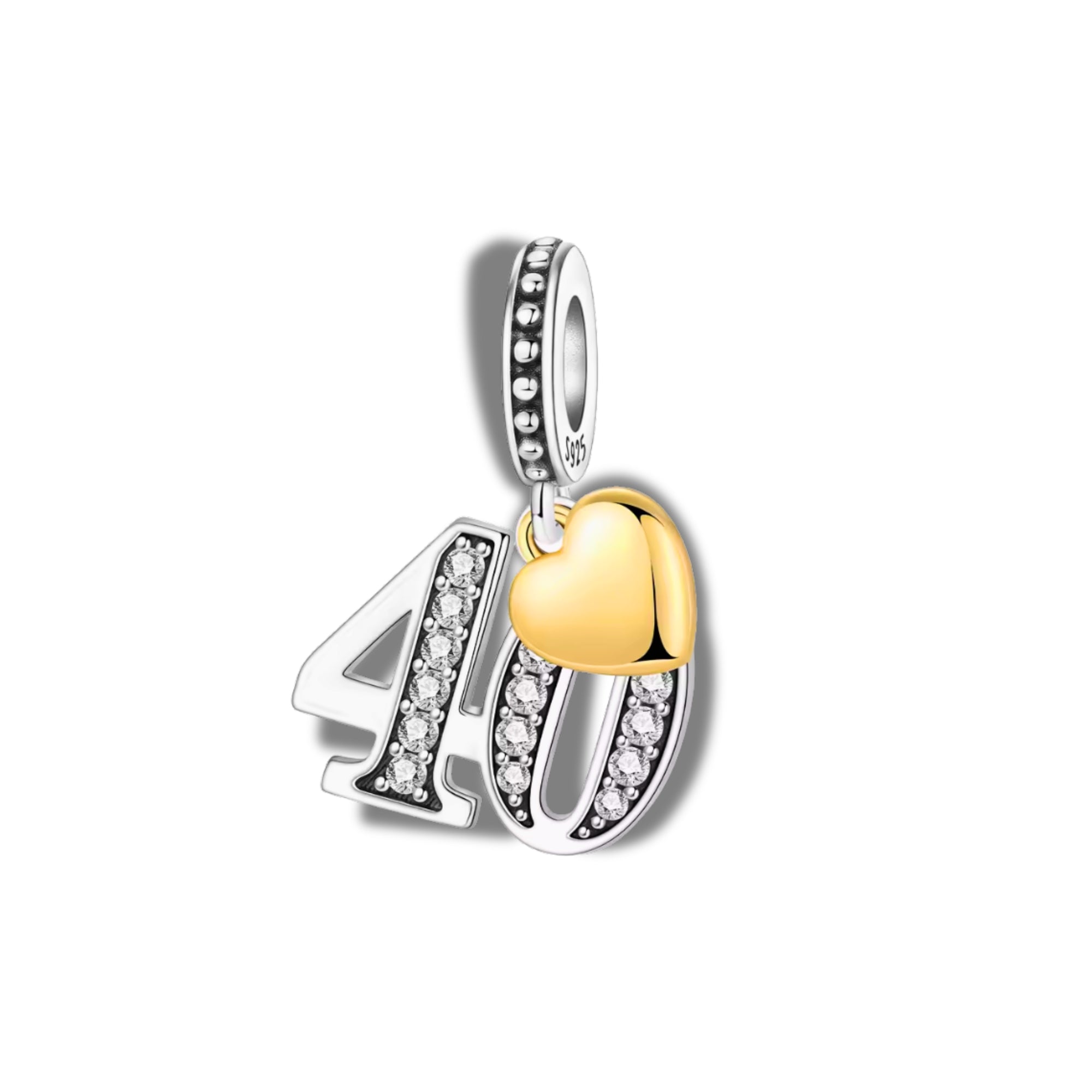 40th Birthday Charm For Bracelet And Necklace - 925 Sterling Silver