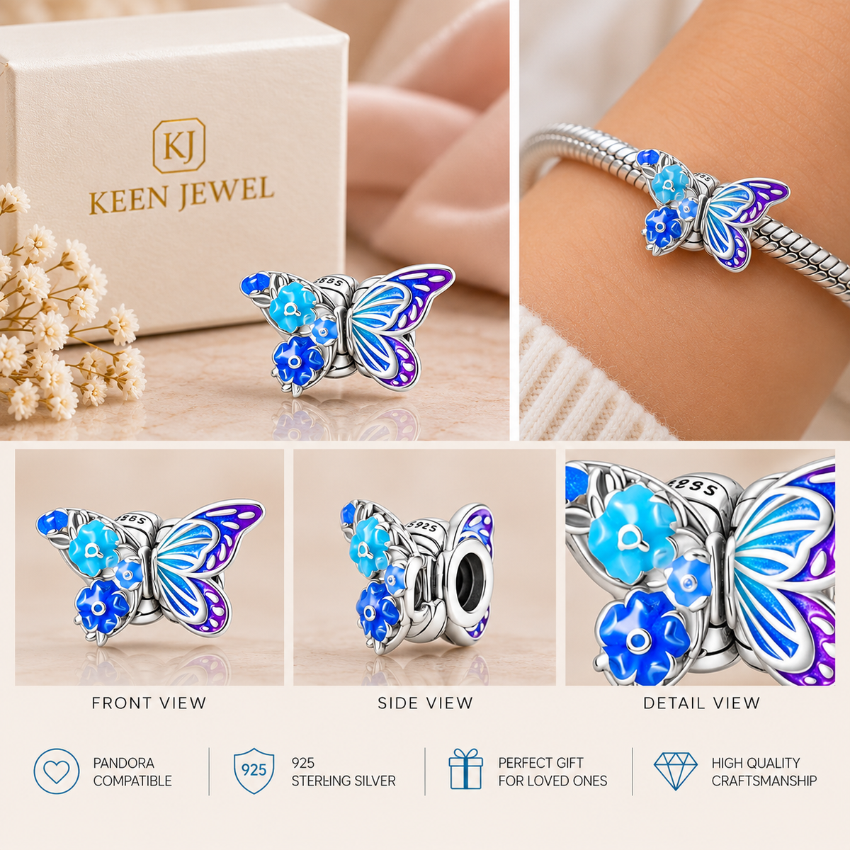 Butterfly Color Charm For Bracelet