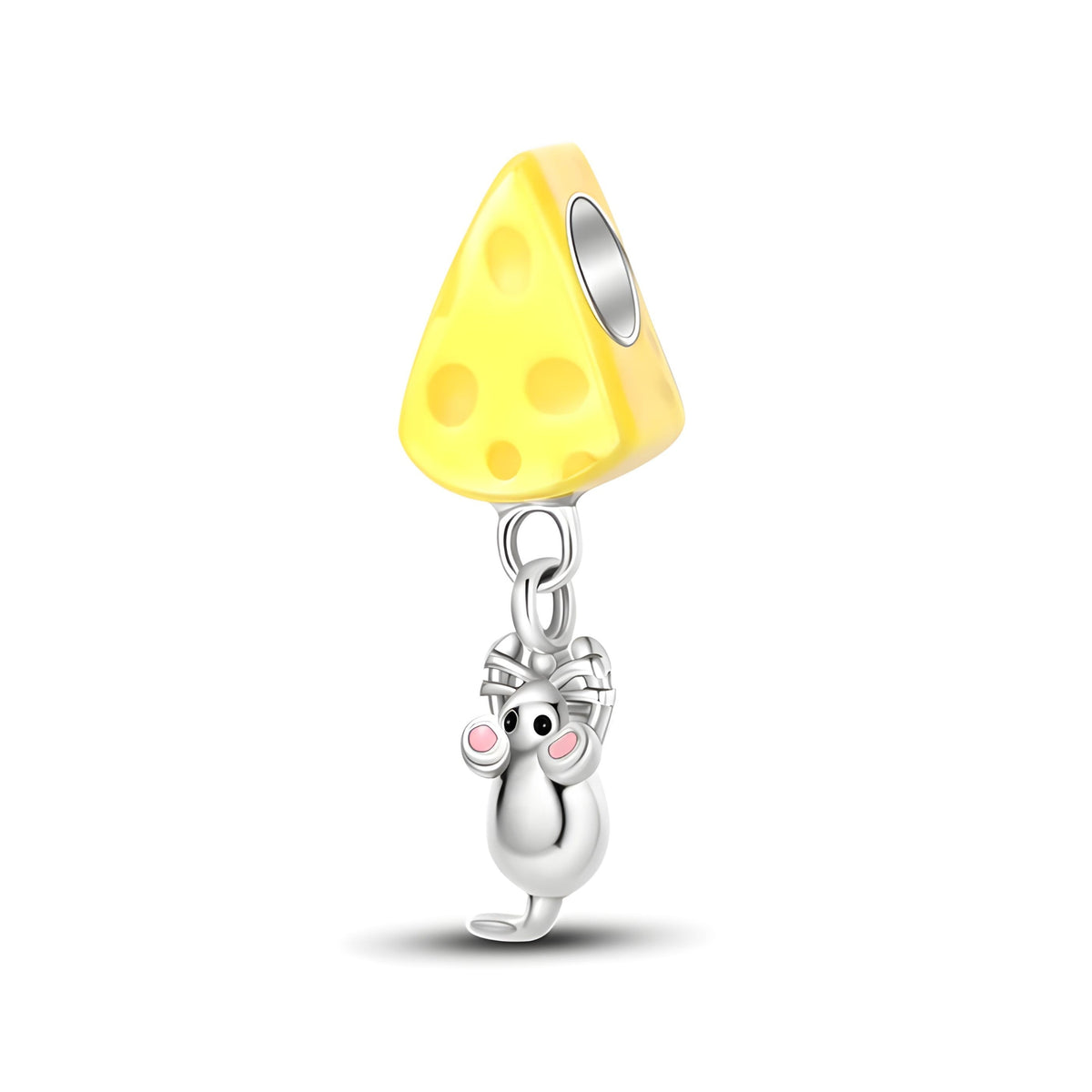 Little Mouse And Cheese Charm - Sterling Silver