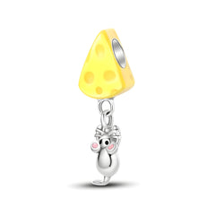 Little Mouse And Cheese Charm - Sterling Silver