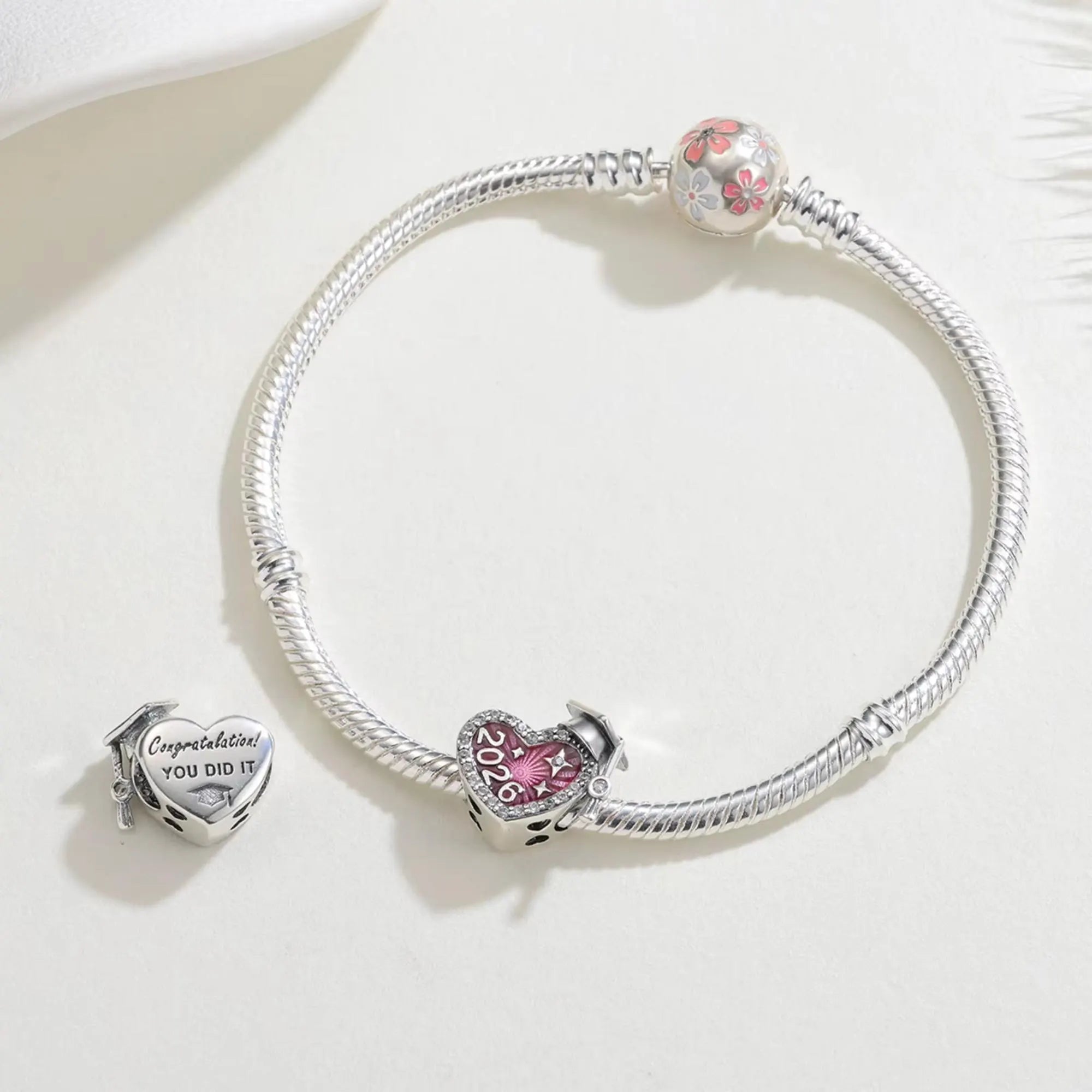 Gratuation Charm 2026 - Sterling Silver Charm For Pandora Charm Bracelet - Pink Grduation Charm, It is a perfect gift