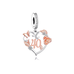 40th Birthday Charm - Sterling Silver & Enamel