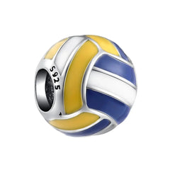 Volleyball Charm - Sterling Silver - Enamel