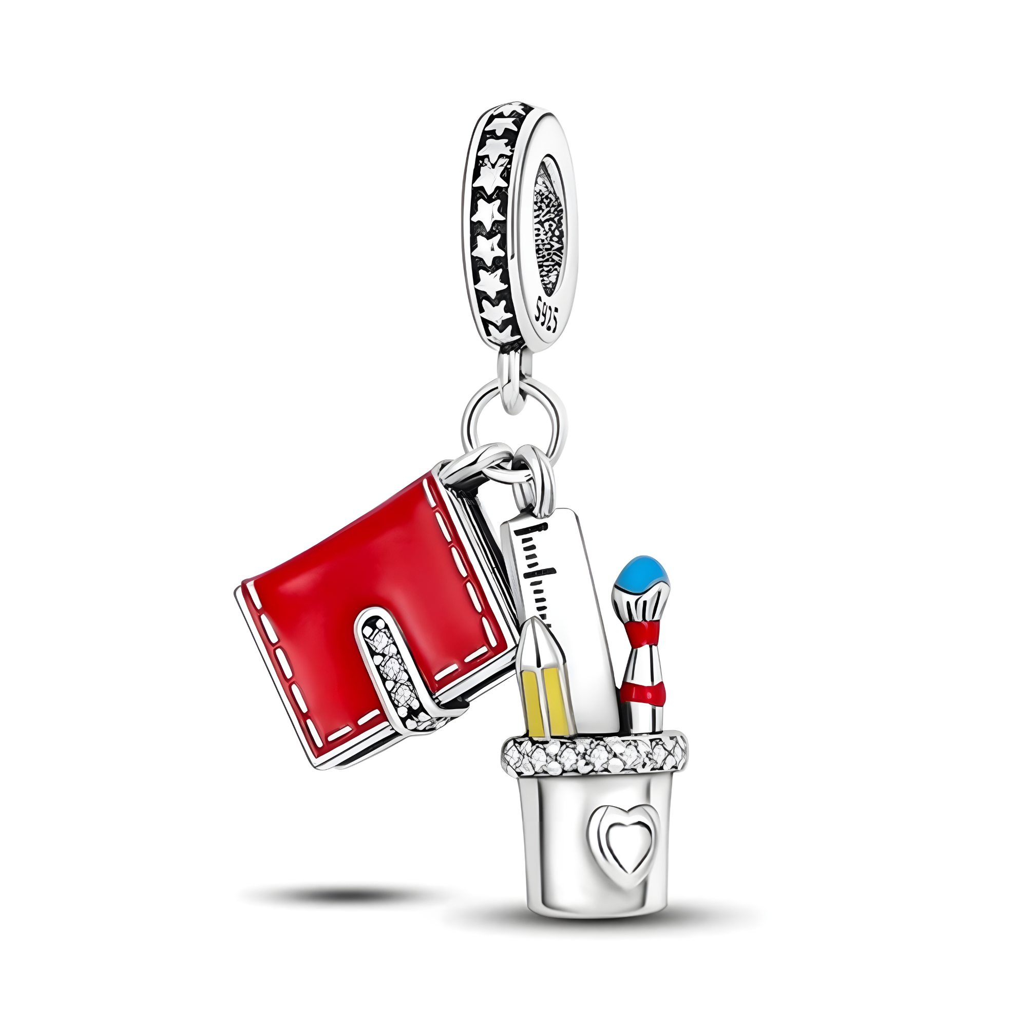 Art Box Charm - Sterling Silver Enamel Charm For Bracelet