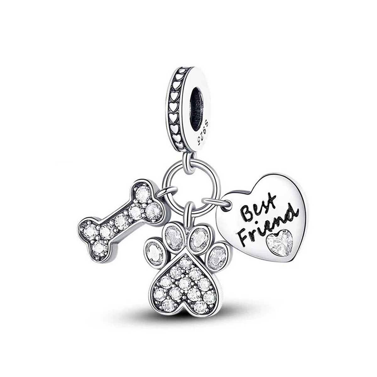 Best Friend Heart Paw Charm