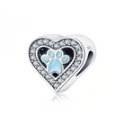 Blue Paw Charm - Sterling Silver Charm For Bracelet