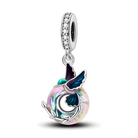 Glass Hummingbird Charm - Sterling Silver And Glass Humming Bird Charm