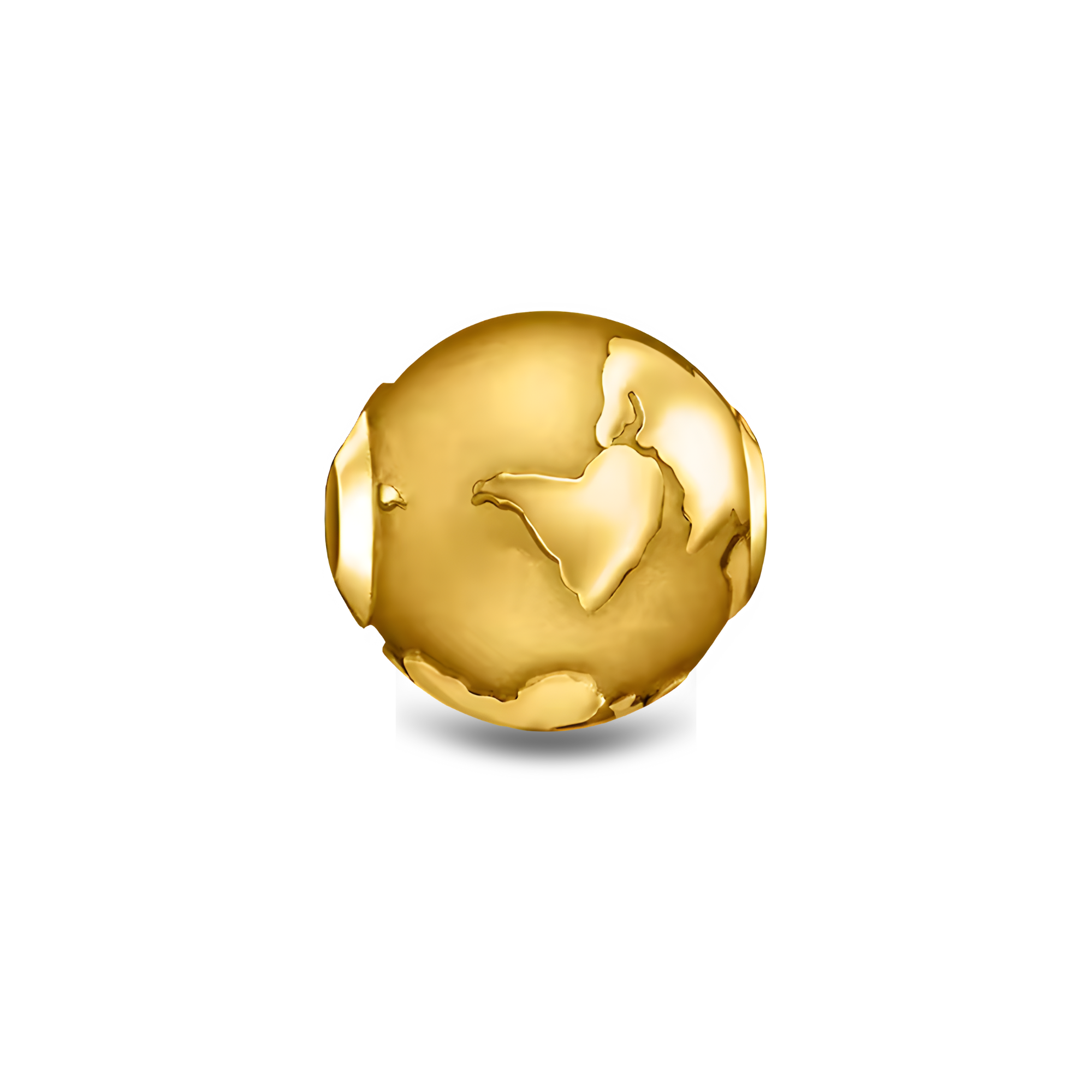 Golden Globe Charm - 925 Sterling Silver Gold Color Charm