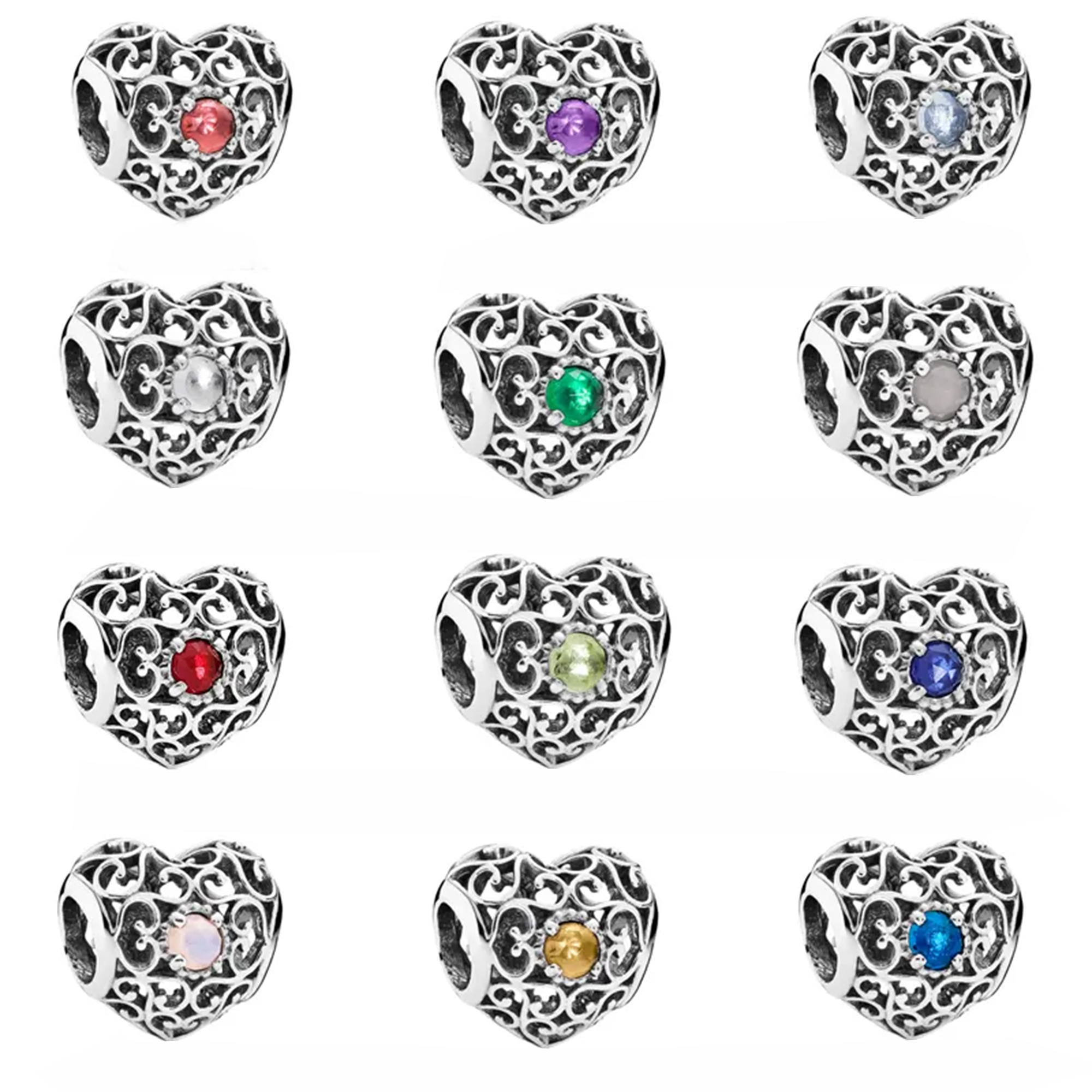 Heart January Birthstone Charm