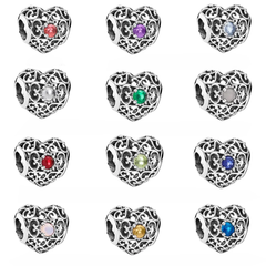 Heart April Birthstone Charm