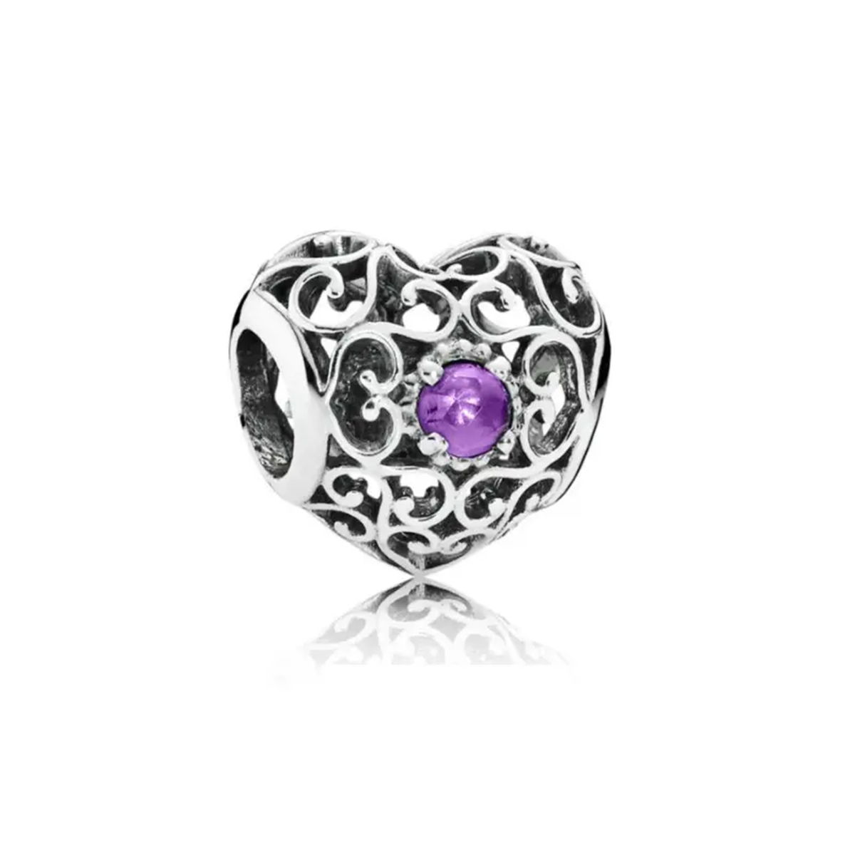 Heart February Birthstone Charm