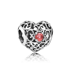 Heart January Birthstone Charm