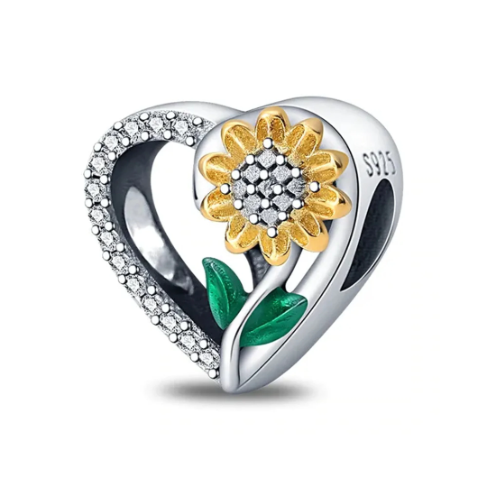 Heart Sunflower Charm