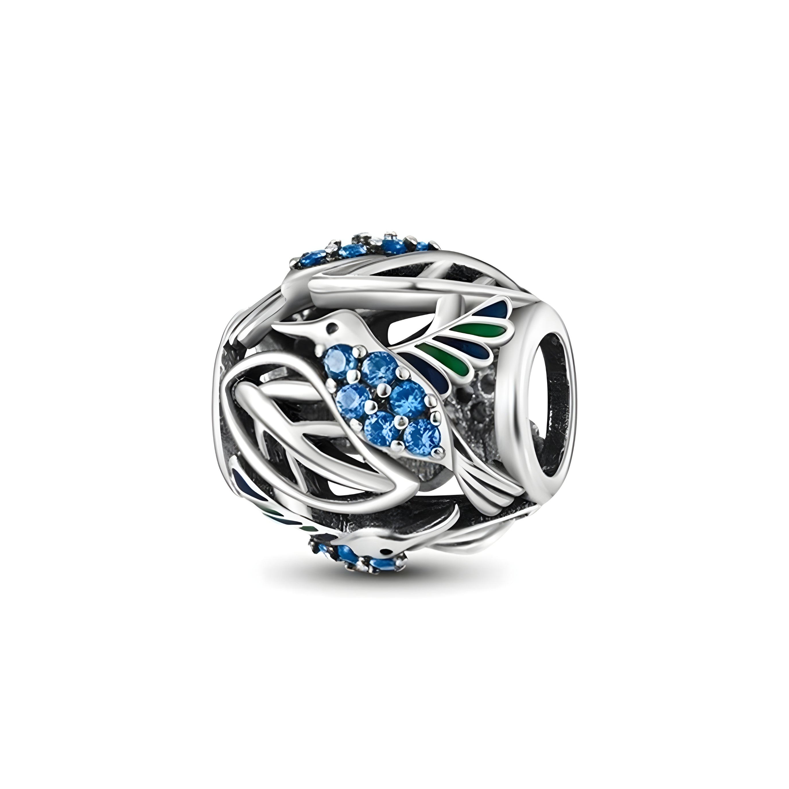Pandora Fitting Hummingbird Bead Charm - Sterling Silver Charm For Bracelet