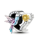 Hummingbird Heart Charm For Bracelet, Birthday Gifts For Her, Sterling Silver Charm For Pandora Bracelet, Hummingbird Charm