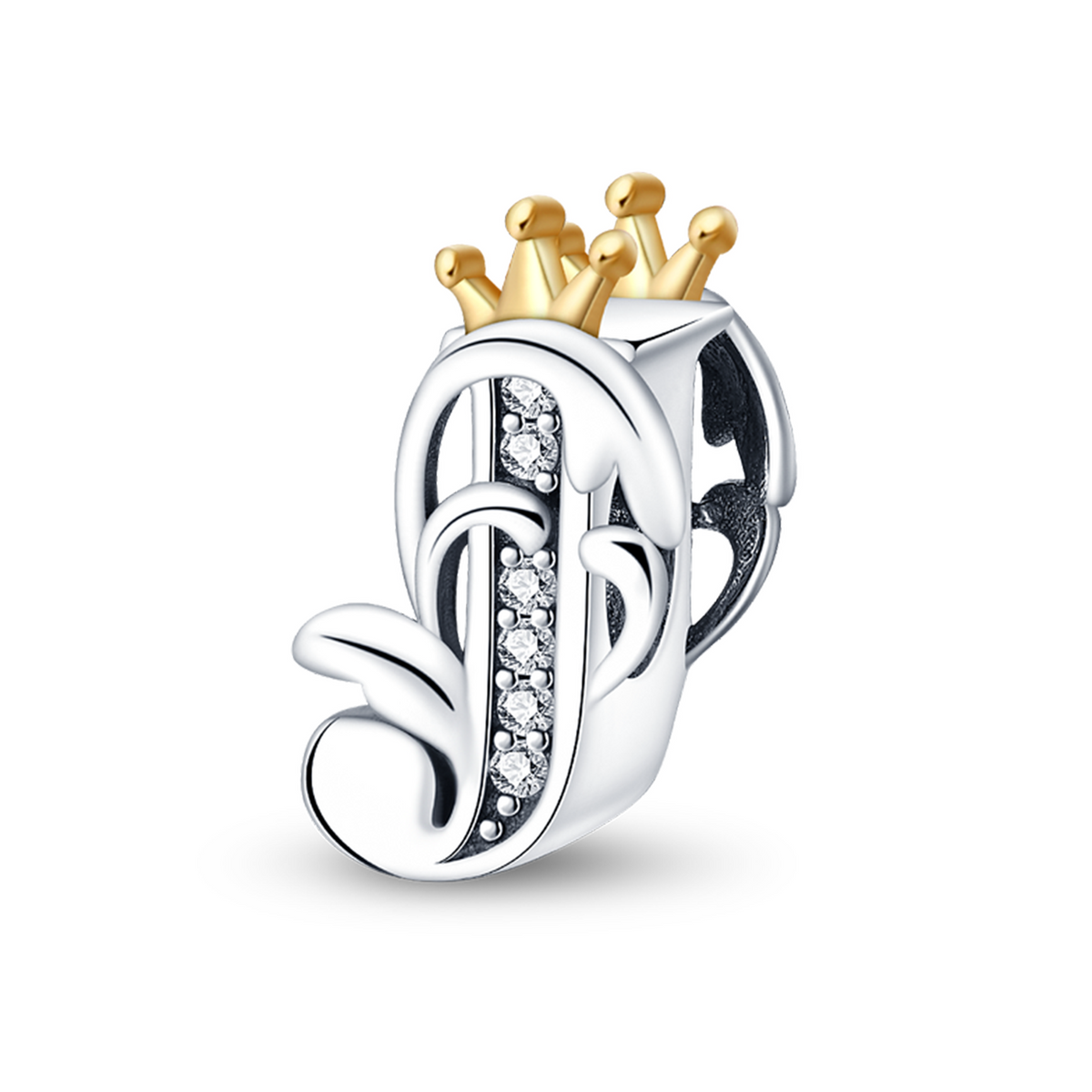 J Letter Crown Charm