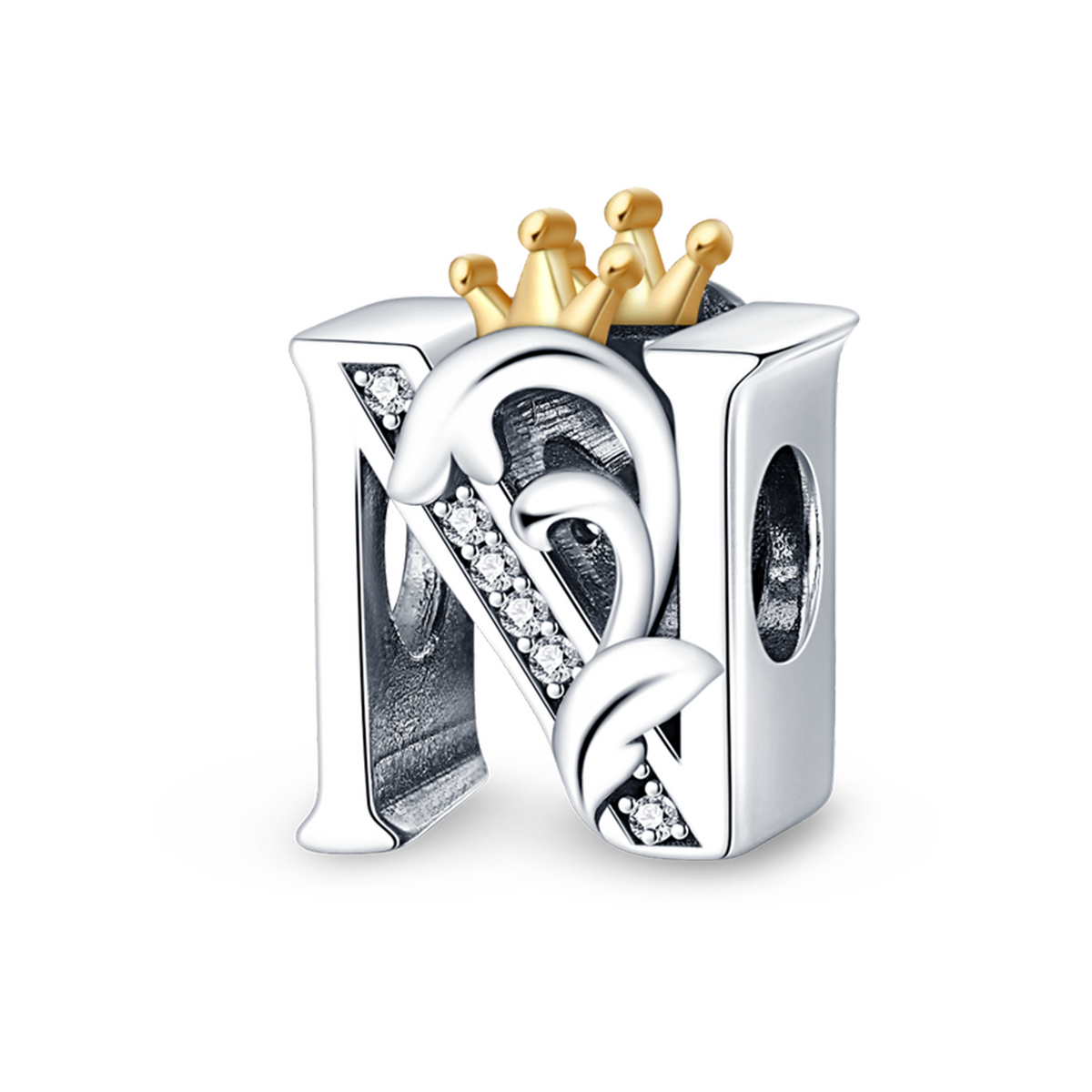 N Letter Crown Charm