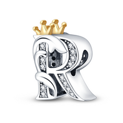 R Letter Crown Charm