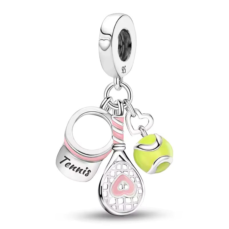 Tennis Charm For Pandora Bracelet - 925 Sterling Silver Tennis Charm