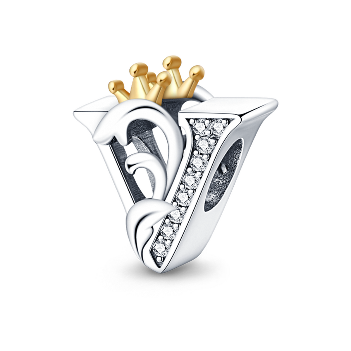 V Letter Crown Charm