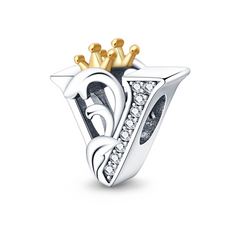 V Letter Crown Charm