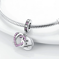 Mom and Daughter Heart Charm