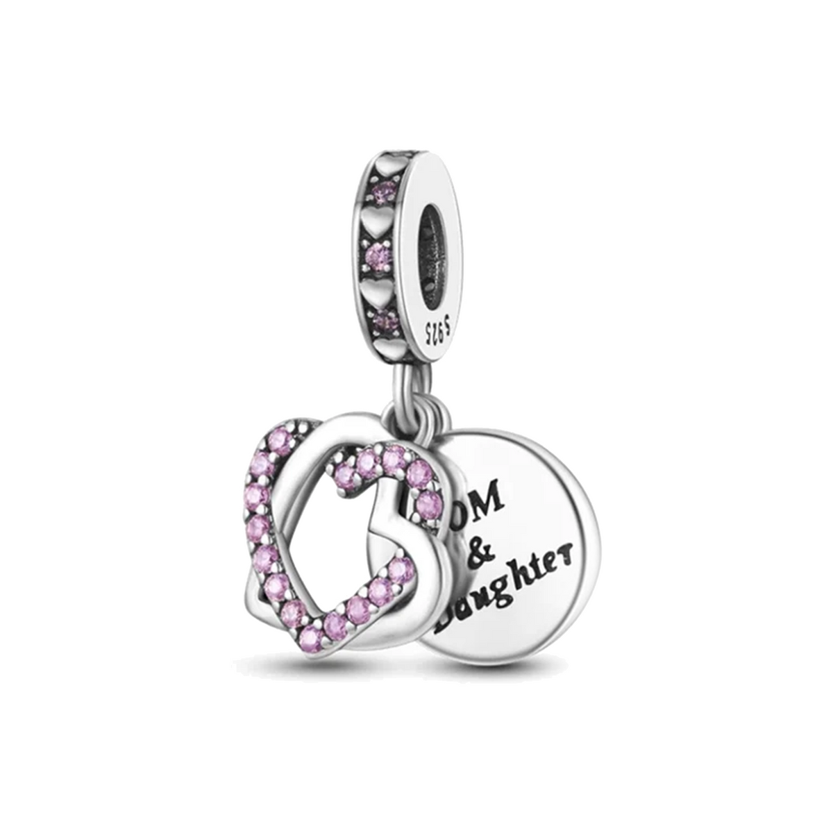 Mom and Daughter Heart Charm