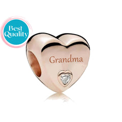 Rose Gold Grandma Heart Charm