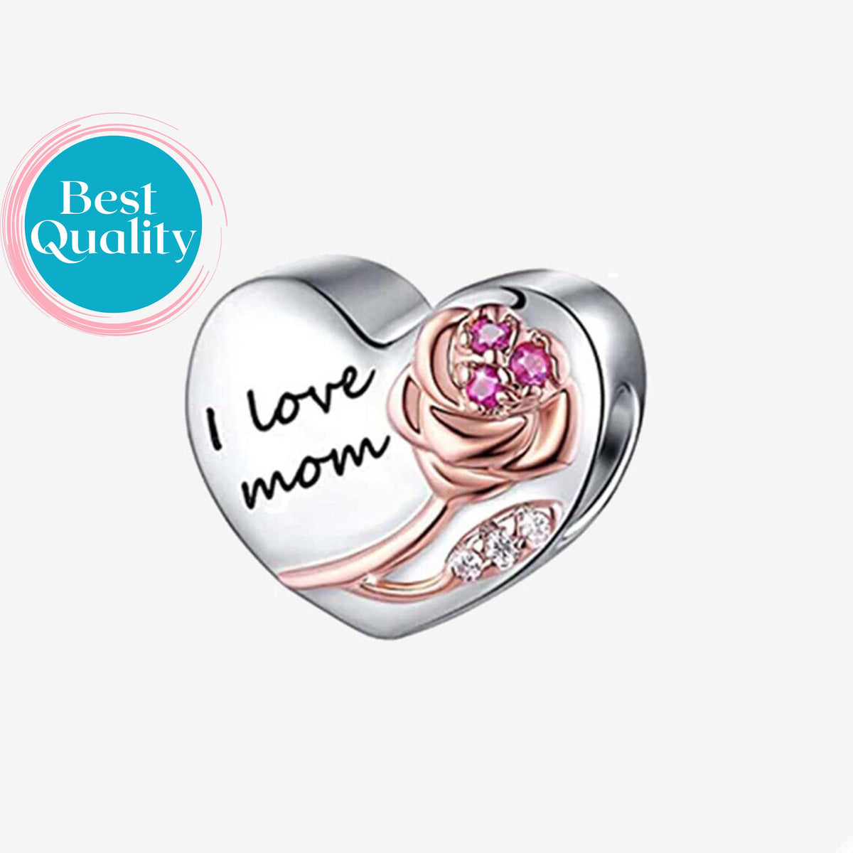 I Love Mom Heart Charm