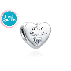 Best Cousin Heart Charm