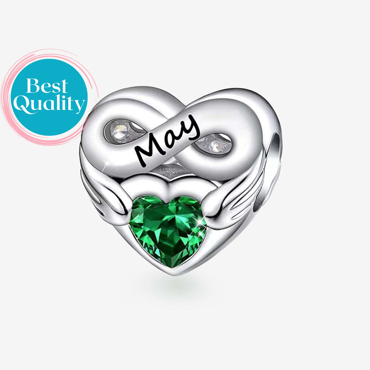 May Angel Birthstone Charm