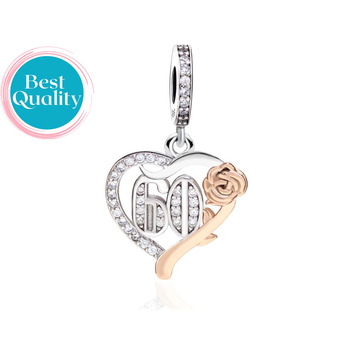 60th Birthday Heart Charm