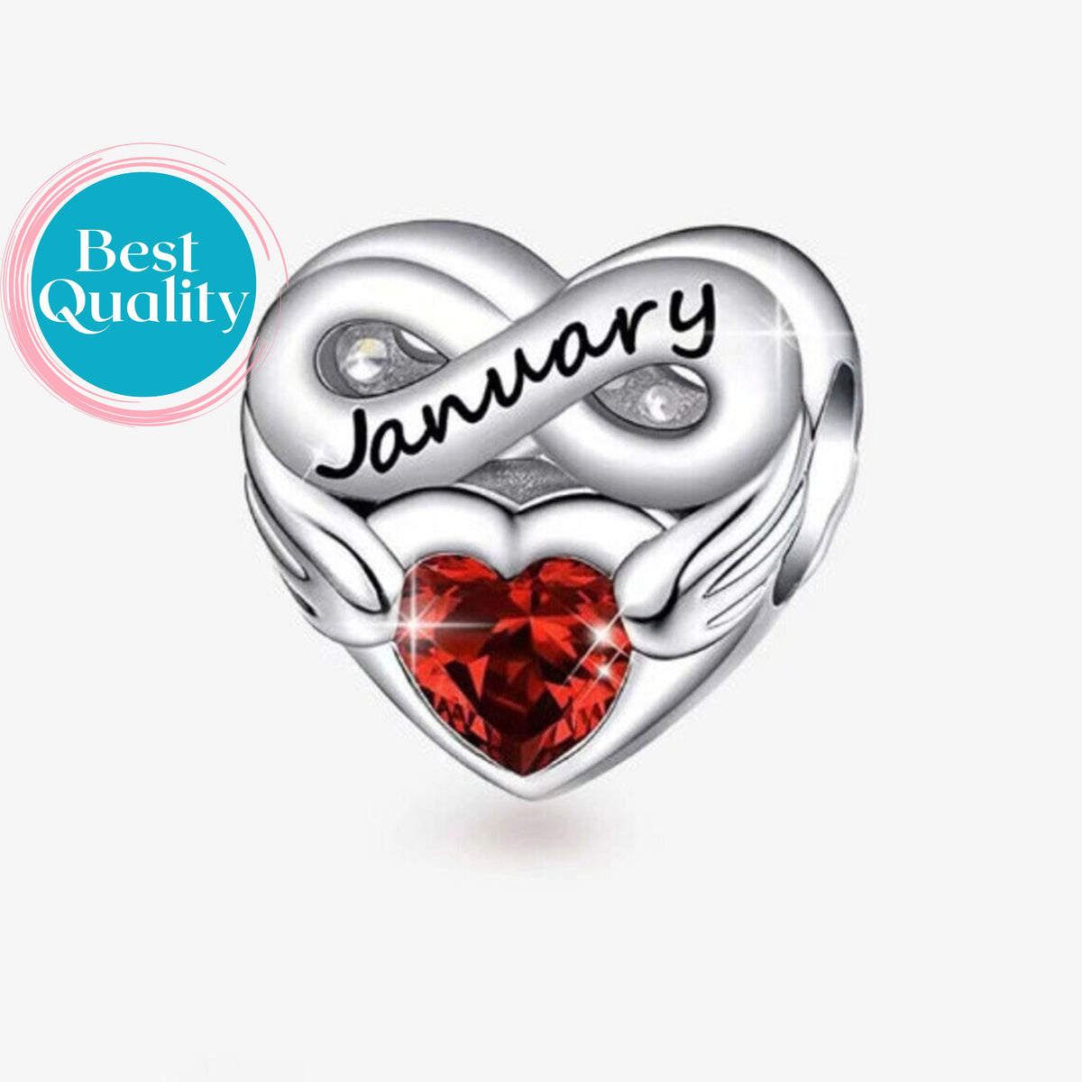 January Angel Birthstone Charm